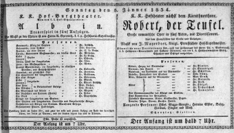 Theaterzettel (Oper und Burgtheater in Wien) 18340105 Seite: 1