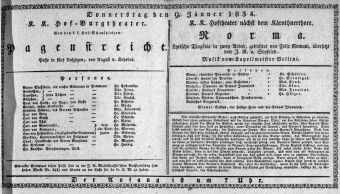 Theaterzettel (Oper und Burgtheater in Wien) 18340109 Seite: 1
