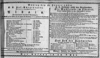 Theaterzettel (Oper und Burgtheater in Wien) 18340113 Seite: 1