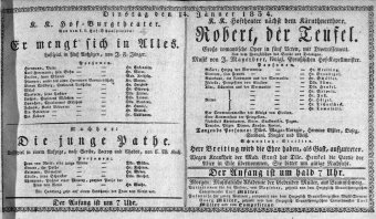 Theaterzettel (Oper und Burgtheater in Wien) 18340114 Seite: 1