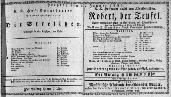 Theaterzettel (Oper und Burgtheater in Wien) 18340117 Seite: 1