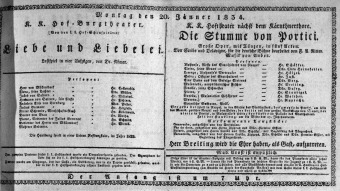Theaterzettel (Oper und Burgtheater in Wien) 18340120 Seite: 1
