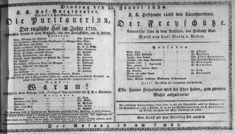 Theaterzettel (Oper und Burgtheater in Wien) 18340121 Seite: 1