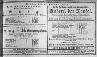 Theaterzettel (Oper und Burgtheater in Wien) 18340127 Seite: 1