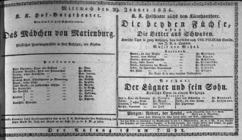 Theaterzettel (Oper und Burgtheater in Wien) 18340129 Seite: 1