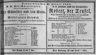 Theaterzettel (Oper und Burgtheater in Wien) 18340130 Seite: 1