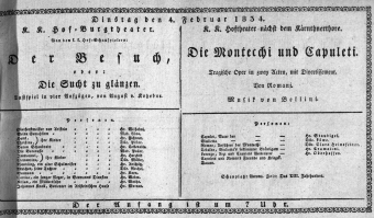 Theaterzettel (Oper und Burgtheater in Wien) 18340204 Seite: 1