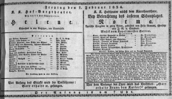 Theaterzettel (Oper und Burgtheater in Wien) 18340207 Seite: 1