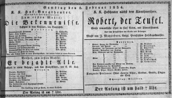 Theaterzettel (Oper und Burgtheater in Wien) 18340208 Seite: 1