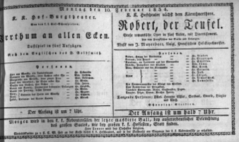 Theaterzettel (Oper und Burgtheater in Wien) 18340210 Seite: 1