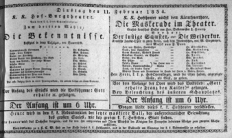 Theaterzettel (Oper und Burgtheater in Wien) 18340211 Seite: 1