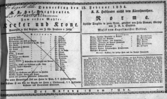 Theaterzettel (Oper und Burgtheater in Wien) 18340213 Seite: 1