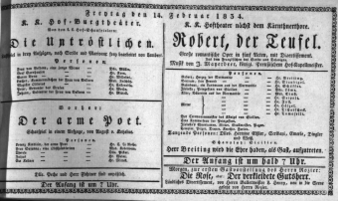 Theaterzettel (Oper und Burgtheater in Wien) 18340214 Seite: 1