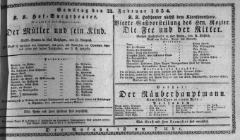 Theaterzettel (Oper und Burgtheater in Wien) 18340222 Seite: 1