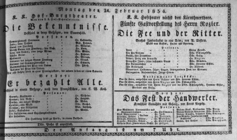 Theaterzettel (Oper und Burgtheater in Wien) 18340224 Seite: 1