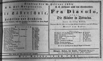 Theaterzettel (Oper und Burgtheater in Wien) 18340225 Seite: 1
