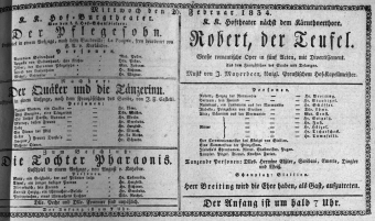 Theaterzettel (Oper und Burgtheater in Wien) 18340226 Seite: 1