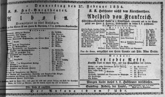 Theaterzettel (Oper und Burgtheater in Wien) 18340227 Seite: 1