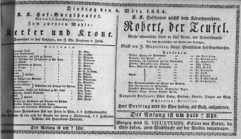 Theaterzettel (Oper und Burgtheater in Wien) 18340304 Seite: 1