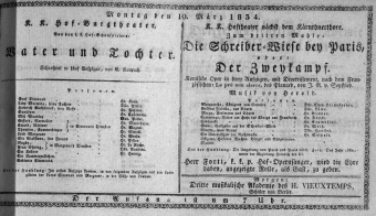 Theaterzettel (Oper und Burgtheater in Wien) 18340310 Seite: 1