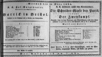Theaterzettel (Oper und Burgtheater in Wien) 18340312 Seite: 1