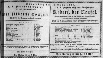 Theaterzettel (Oper und Burgtheater in Wien) 18340313 Seite: 1