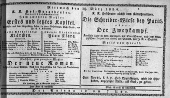 Theaterzettel (Oper und Burgtheater in Wien) 18340319 Seite: 1