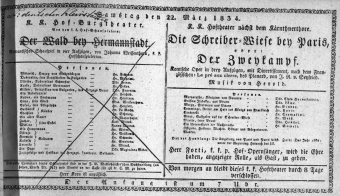 Theaterzettel (Oper und Burgtheater in Wien) 18340322 Seite: 1