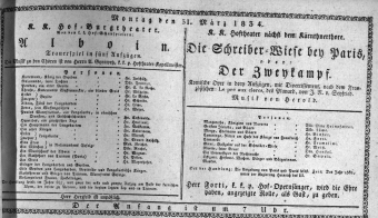 Theaterzettel (Oper und Burgtheater in Wien) 18340331 Seite: 1