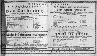 Theaterzettel (Oper und Burgtheater in Wien) 18340401 Seite: 1