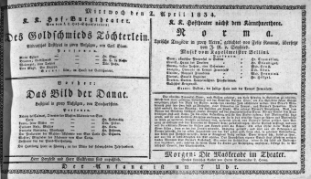 Theaterzettel (Oper und Burgtheater in Wien) 18340402 Seite: 1