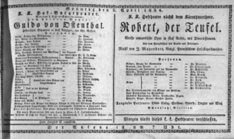 Theaterzettel (Oper und Burgtheater in Wien) 18340406 Seite: 1