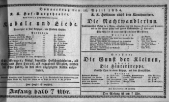 Theaterzettel (Oper und Burgtheater in Wien) 18340410 Seite: 1