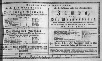 Theaterzettel (Oper und Burgtheater in Wien) 18340412 Seite: 1