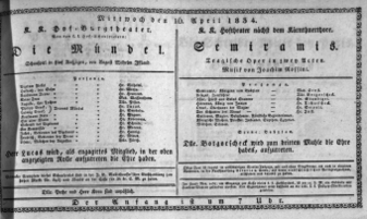 Theaterzettel (Oper und Burgtheater in Wien) 18340416 Seite: 1