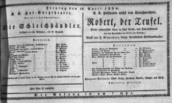 Theaterzettel (Oper und Burgtheater in Wien) 18340418 Seite: 1