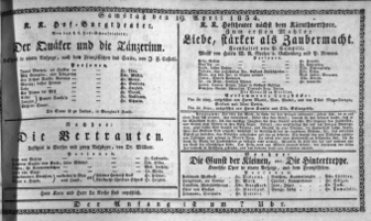 Theaterzettel (Oper und Burgtheater in Wien) 18340419 Seite: 1