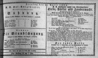 Theaterzettel (Oper und Burgtheater in Wien) 18340425 Seite: 1