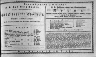Theaterzettel (Oper und Burgtheater in Wien) 18340501 Seite: 1