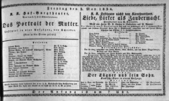 Theaterzettel (Oper und Burgtheater in Wien) 18340502 Seite: 1
