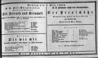 Theaterzettel (Oper und Burgtheater in Wien) 18340505 Seite: 1