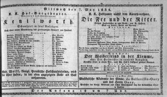 Theaterzettel (Oper und Burgtheater in Wien) 18340507 Seite: 1