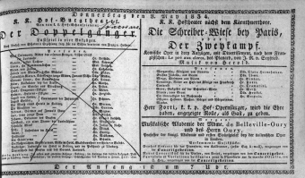 Theaterzettel (Oper und Burgtheater in Wien) 18340508 Seite: 1