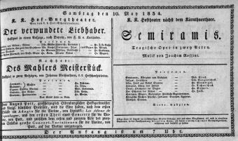 Theaterzettel (Oper und Burgtheater in Wien) 18340510 Seite: 1