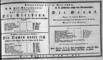 Theaterzettel (Oper und Burgtheater in Wien) 18340515 Seite: 1
