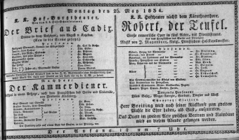 Theaterzettel (Oper und Burgtheater in Wien) 18340526 Seite: 1