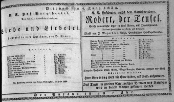 Theaterzettel (Oper und Burgtheater in Wien) 18340604 Seite: 1