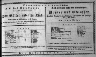Theaterzettel (Oper und Burgtheater in Wien) 18340605 Seite: 1