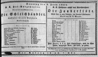 Theaterzettel (Oper und Burgtheater in Wien) 18340608 Seite: 1