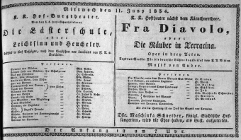 Theaterzettel (Oper und Burgtheater in Wien) 18340611 Seite: 1